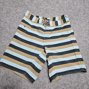 Patagonia‎ Wavefarer Boardshorts 9" Inseam Striped Drawstring Swim Trunks 32